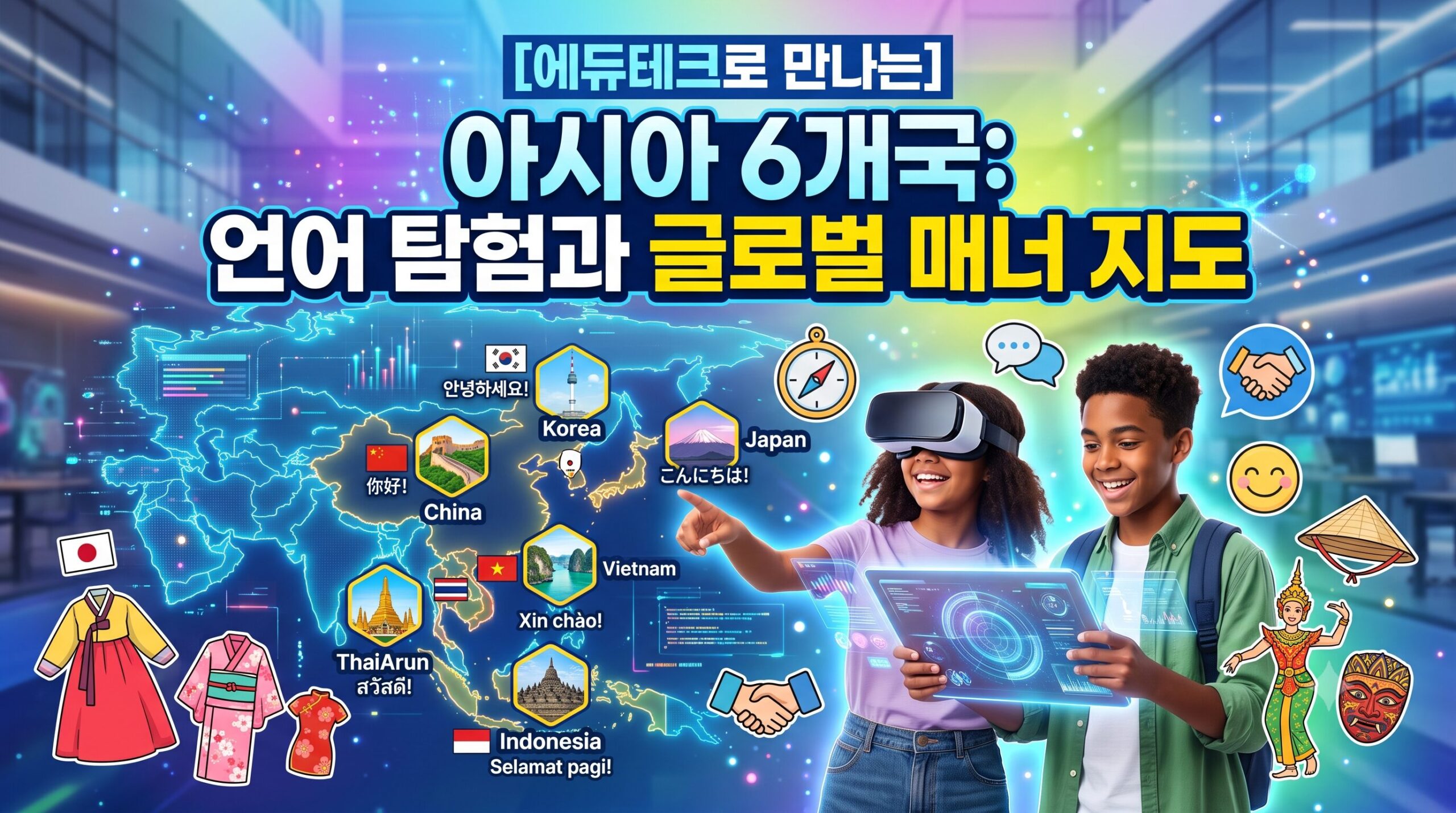 [다국어 교육 전문가 감수] 늘봄학교 에듀테크 언어와 문화: 아시아 바다 친구들의 언어 탐험과 글로벌 매너 지도법