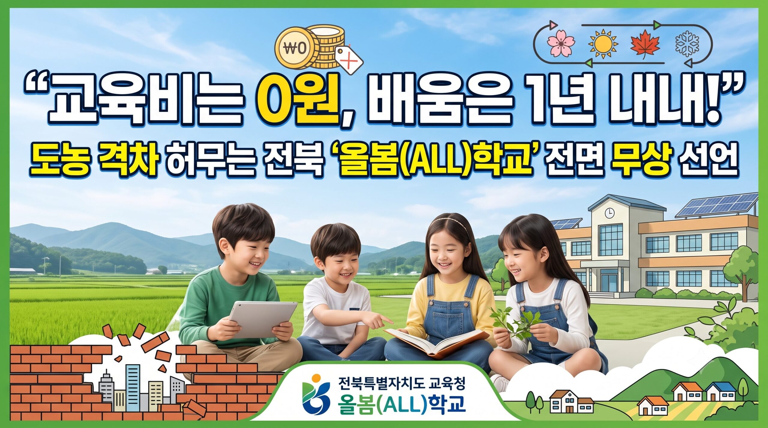[마중물 웹키즈뉴스] 전북특별자치도교육청, ‘2027년 전북 올봄(ALL)학교’로 전면 무상 방과후학교 운영… 도농 간 교육 격차 완벽히 허문다