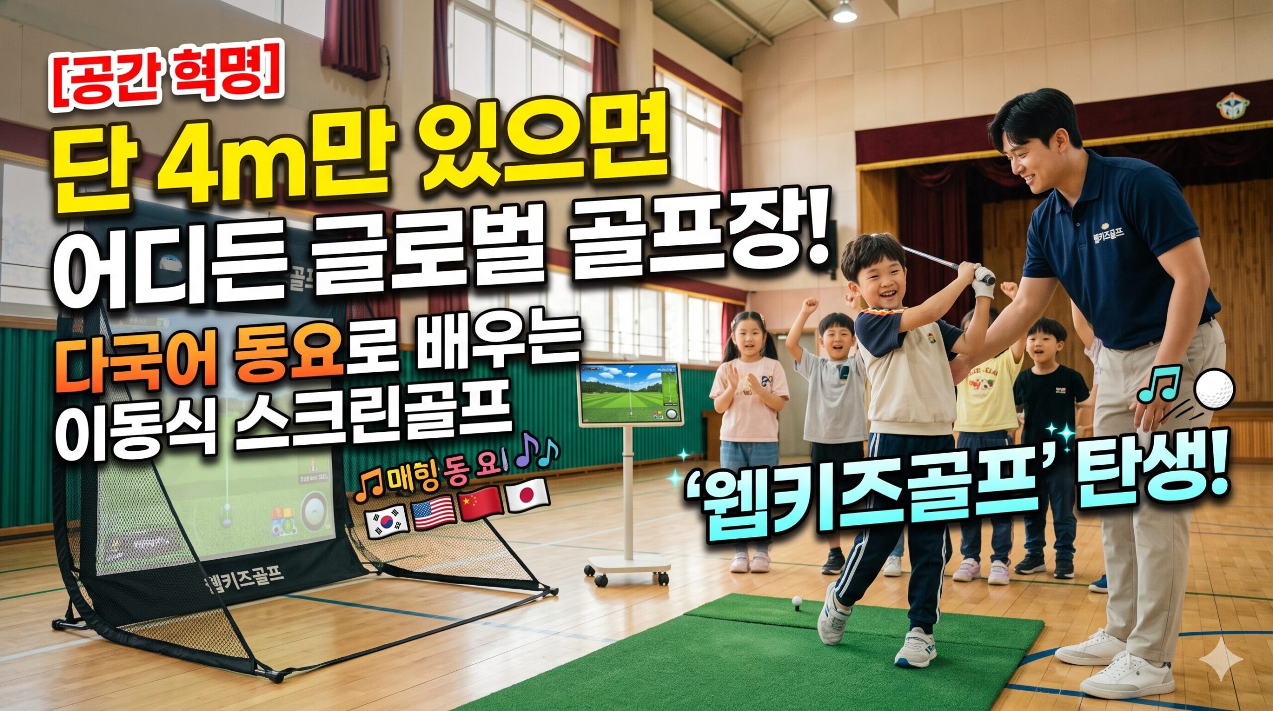 2026년 신제품 대개봉! 영어 동요로 배우는 이동식 스크린골프 ‘웹키즈골프’ 찾아가는 체험학습 프로그램의 모든 것